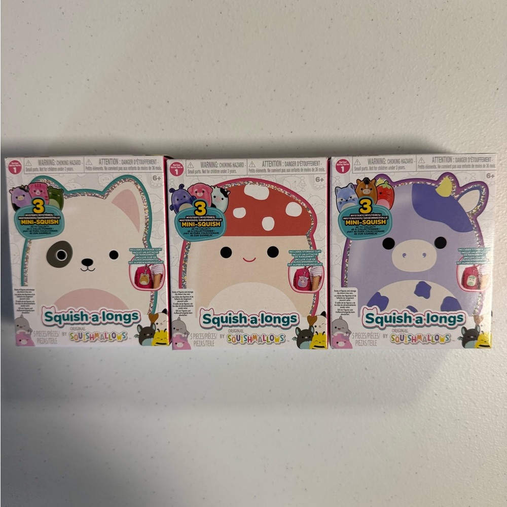 Squishmallows Squish-a-longs Set - White, Red, Purple